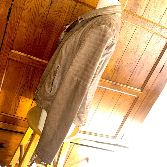 NWT⭐️INDIGO SAINTS JACKET Light Brown Mushroom color Vegan LEATHER Large - Picture 3 of 15